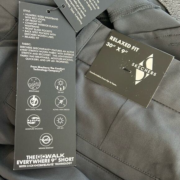 New SKECHERS The GO WALK Everywhere 9-Inch Short Men's SIZE 30 Charcoal - Picture 9 of 10